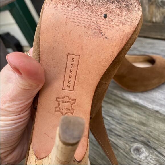 STEVE MADDEN light brown Slingback with cork heels size 7 - Picture 4 of 9